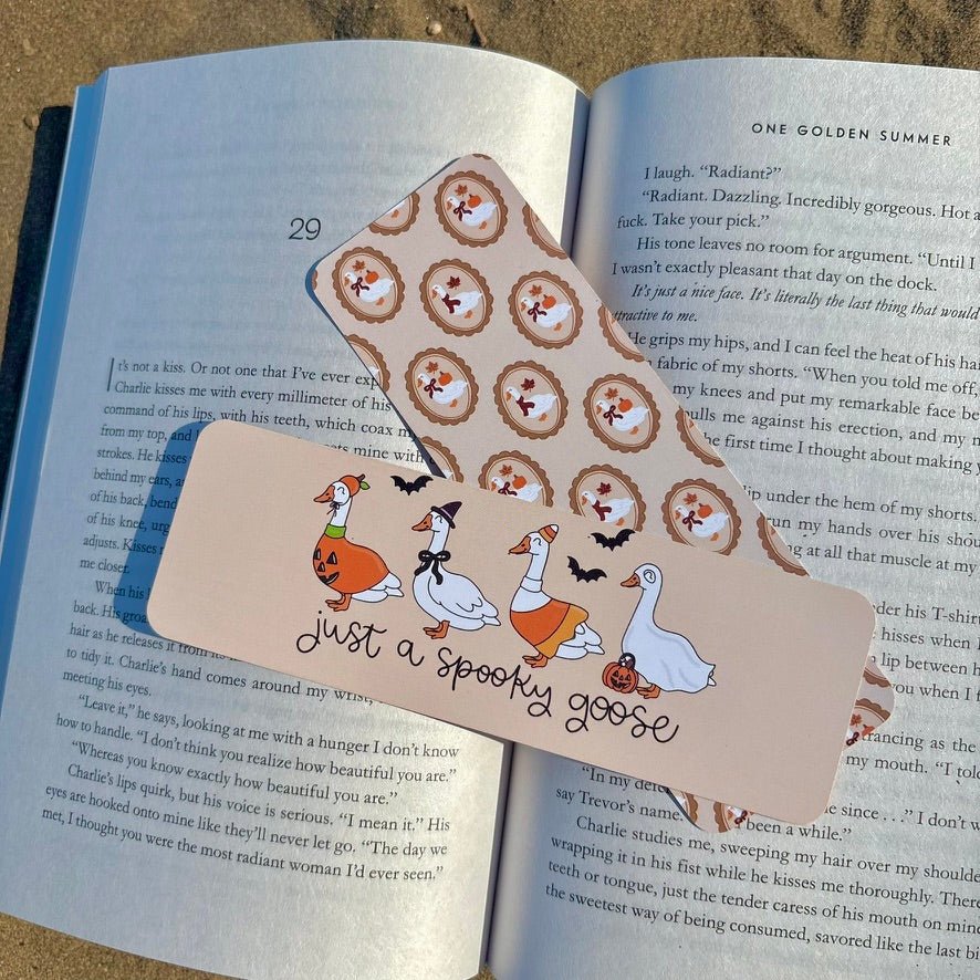 Just a Spooky Goose Dual - Sided Matte Cardstock Bookmark - Awfullynerdy.co