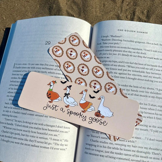 Just a Spooky Goose Dual - Sided Matte Cardstock Bookmark - Awfullynerdy.co