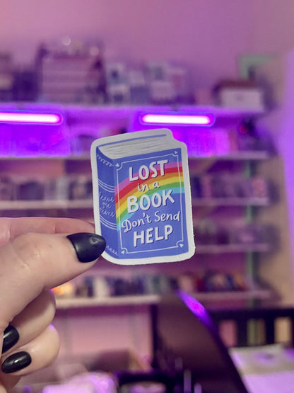 Lost in a Book Don't end Help Sticker - Awfullynerdy.co