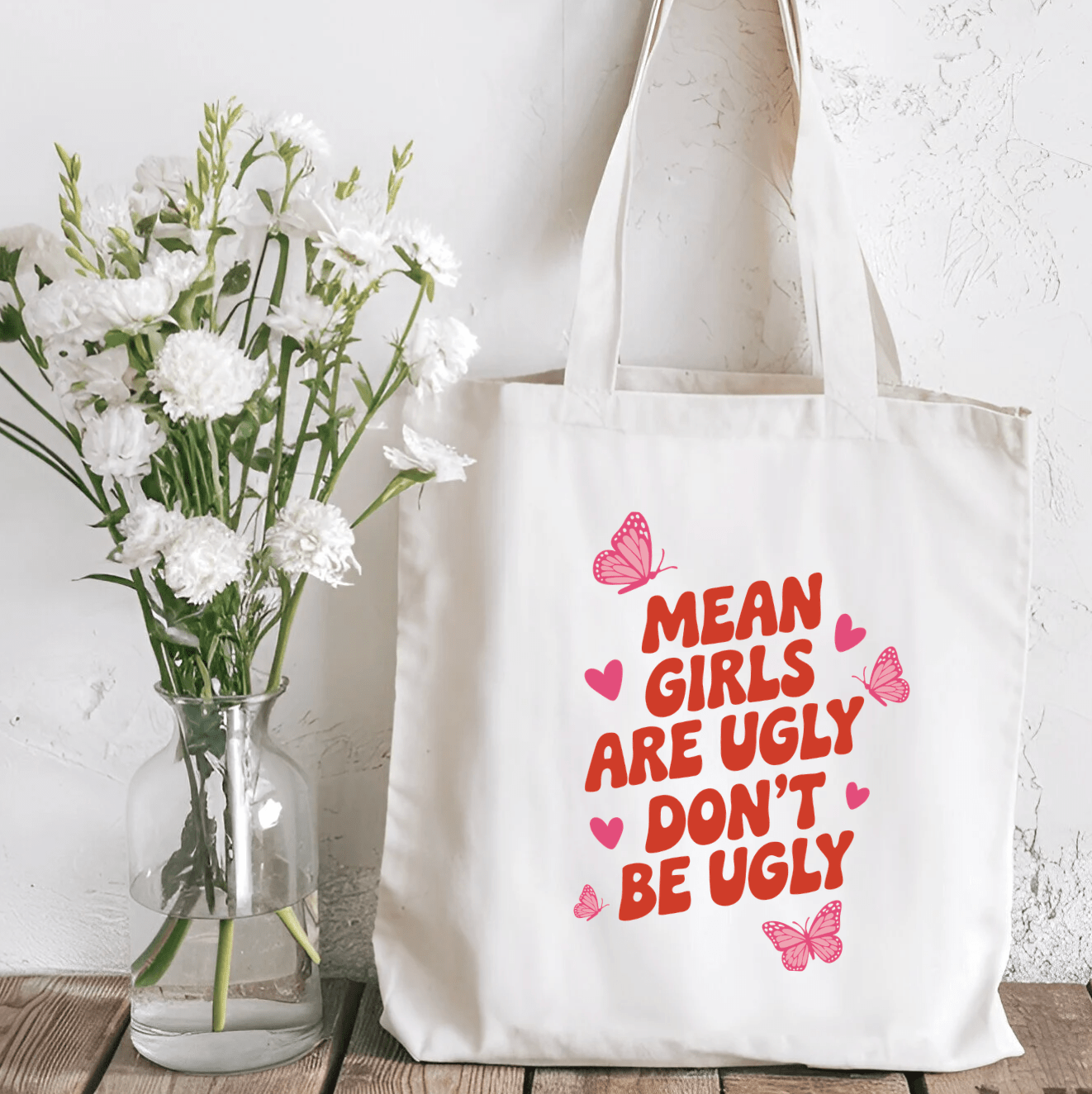 Mean Girls are Ugly Sublimated Canvas Tote Bag - Awfullynerdy.co