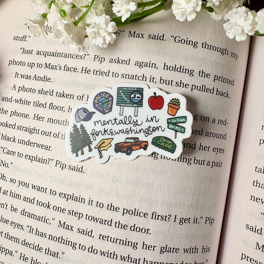 Mentally in Forks Washington Symbols 2 inch Matte Sticker - Awfullynerdy.co