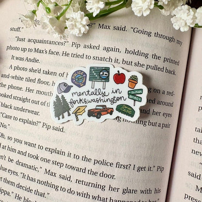 Mentally in Forks Washington Symbols 2 inch Matte Sticker - Awfullynerdy.co