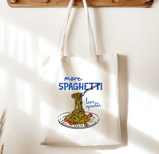 More Spaghetti Less Upsetti Sublimated Canvas Tote Bag - Awfullynerdy.co