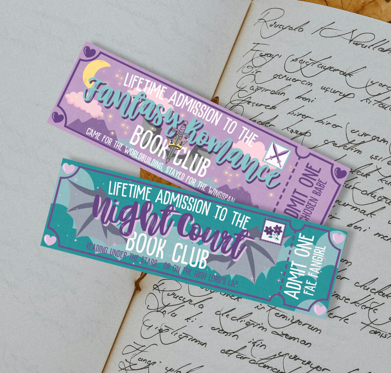 Night Court/Fantasy Romance Book Club Dual - Sided Matte Cardstock Bookmark - Awfullynerdy.co
