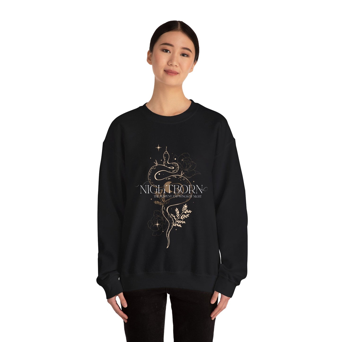 Nightborn The Serpent and the Wings of Night Dual - Sided Unisex Heavy Blend™ Crewneck Sweatshirt - Awfullynerdy.co