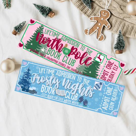 North Pole Book Club/Frosty Nights Book Club Dual - Sided Matte Cardstock Bookmark - Awfullynerdy.co