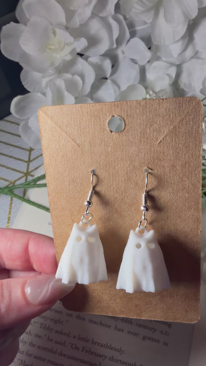 3D Printed Cute Ghost Cat Earrings