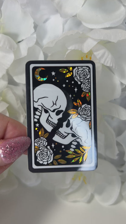 Skeleton Lovers Gold Glitter Sticker