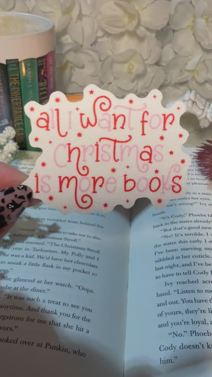 All I Want For Christmas is Books Snow Sparkle Sticker