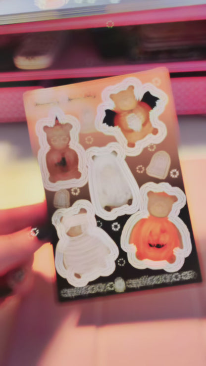 Spooky Bear Matte Sticker Sheet | Planner Stickers | Journal Stickers