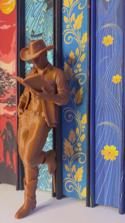 Hot Cowboy Reading a Book Bookshelf Decor
