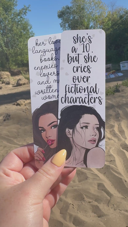 She's a 10 Woman Handrawn Dual-Sided Matte Cardstock Bookmark