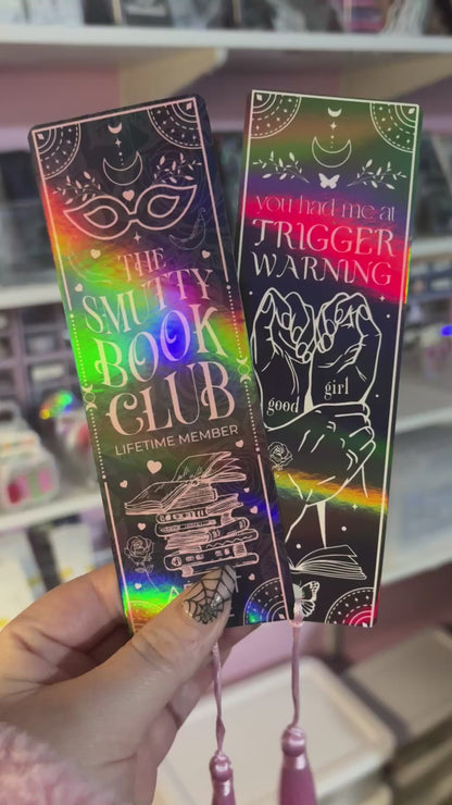 Smutty Book Club Dual-Sided Holographic Laminated Bookmark (pre-tasseled on bottom)