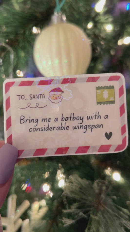 Holiday Santa Bring Me a Batboy Sticker