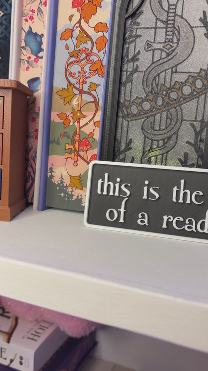 3d Printed Shelf Sign - "This is the bookshelf of a reader"