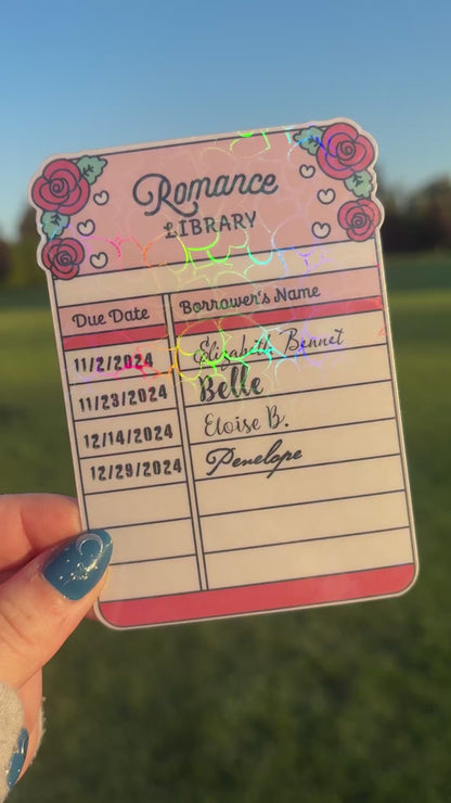 Romance Library Borrow Card Bookmark