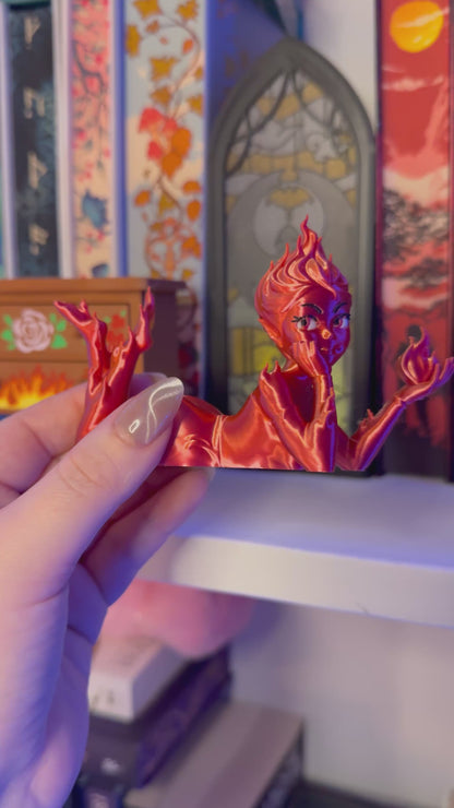 3d Printed Fire Sprite Bookshelf Decor
