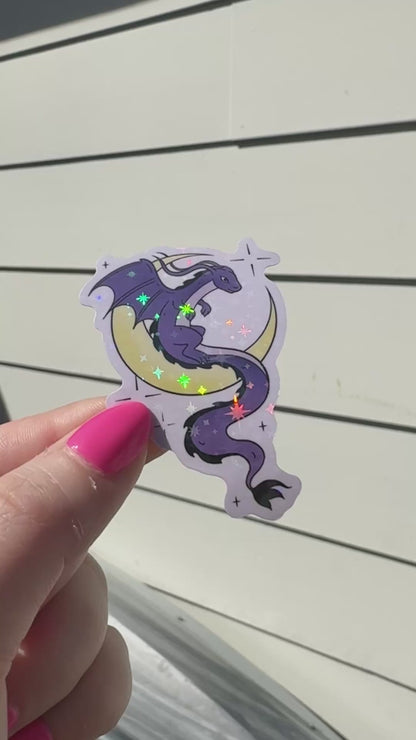 Crescent Purple Dragon Sticker