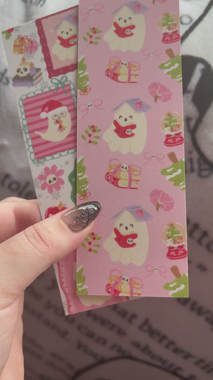 Christmas Ghosts Dual-Sided Snow Sparkle Cardstock Bookmark