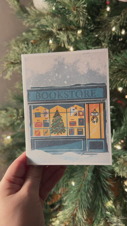 Snowy Bookstore Greeting Card