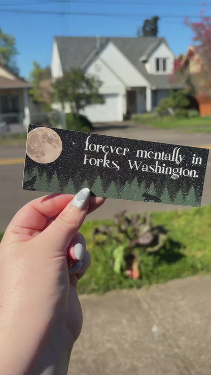 Forever Mentally in Forks Dual-Sided Snow Sparkle Cardstock Bookmark