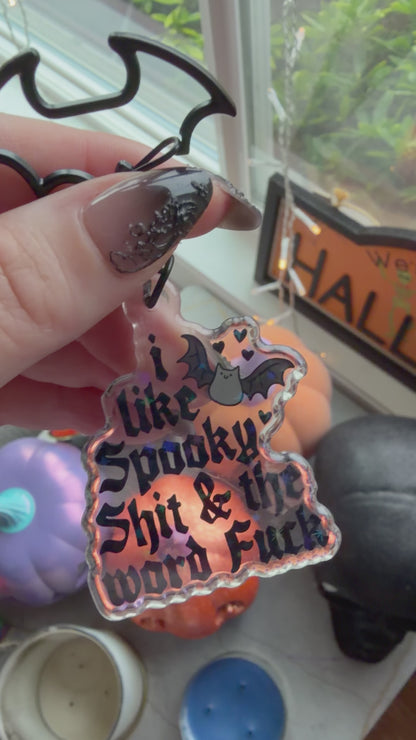 I Like Spooky Shit and the Word Fuck Batwing Keychain