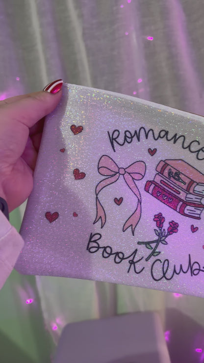 Romance Book Club Glitter Zipper Pouch