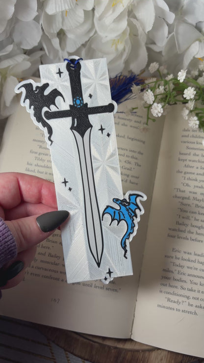 3d Printed Dragons and Sword Bookmark