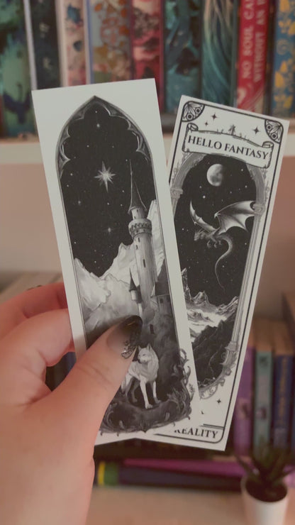 Hello Fantasy, Bye-Bye Reality Dual-Sided Snow Sparkle Cardstock Bookmark