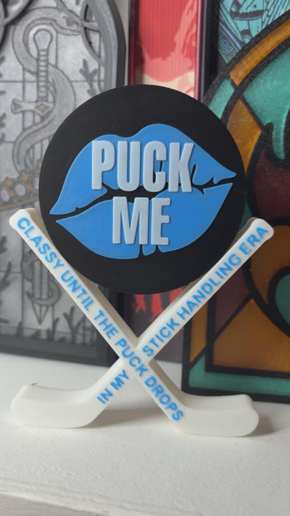 3d Printed Puck Me Shelf Decor - Hockey Romance