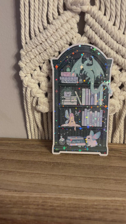 Fairy Dragon Bookshelf Die-Cut Sparkle Bookmark