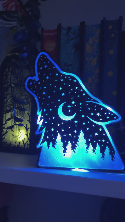 Celestial Wolf Light Up Book Nook
