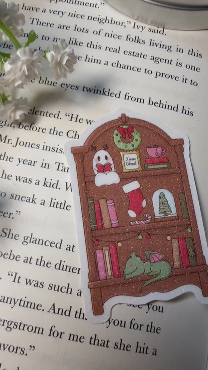 Holiday Fantasy Bookshelf Sparkle Sticker