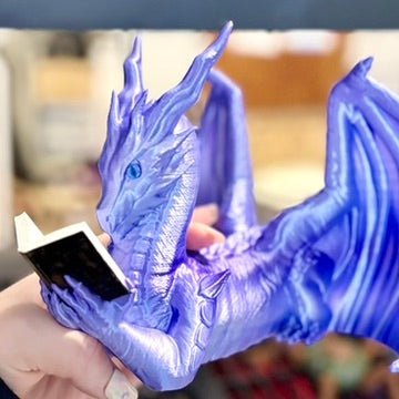 Purple - Blue Dragon Reading a Book Bookshelf Decor - Awfullynerdy.co
