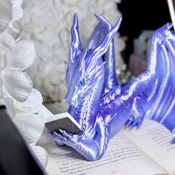 Purple - Blue Dragon Reading a Book Bookshelf Decor - Awfullynerdy.co