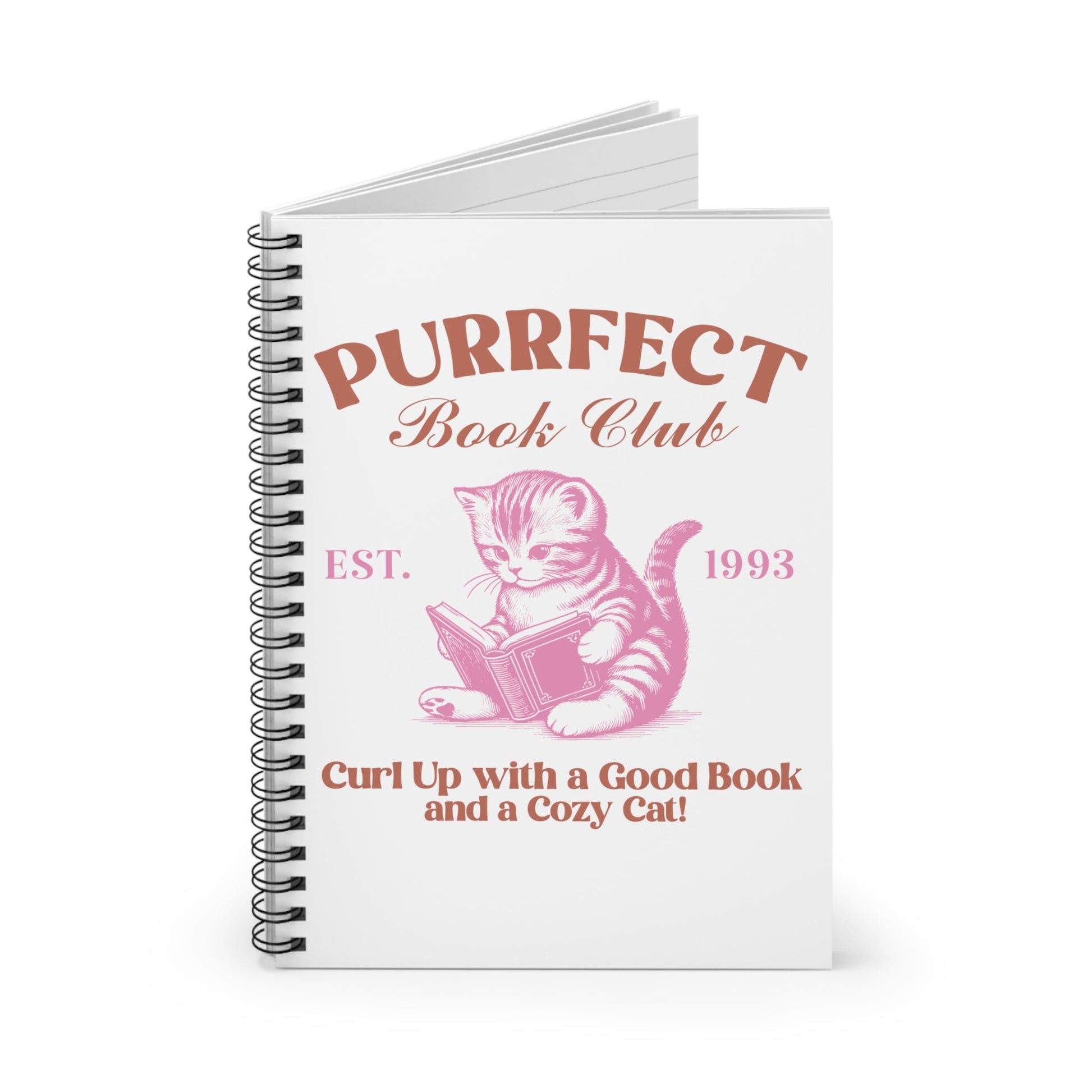 Purrfect Book Club Spiral Notebook - Ruled Line - Awfullynerdy.co