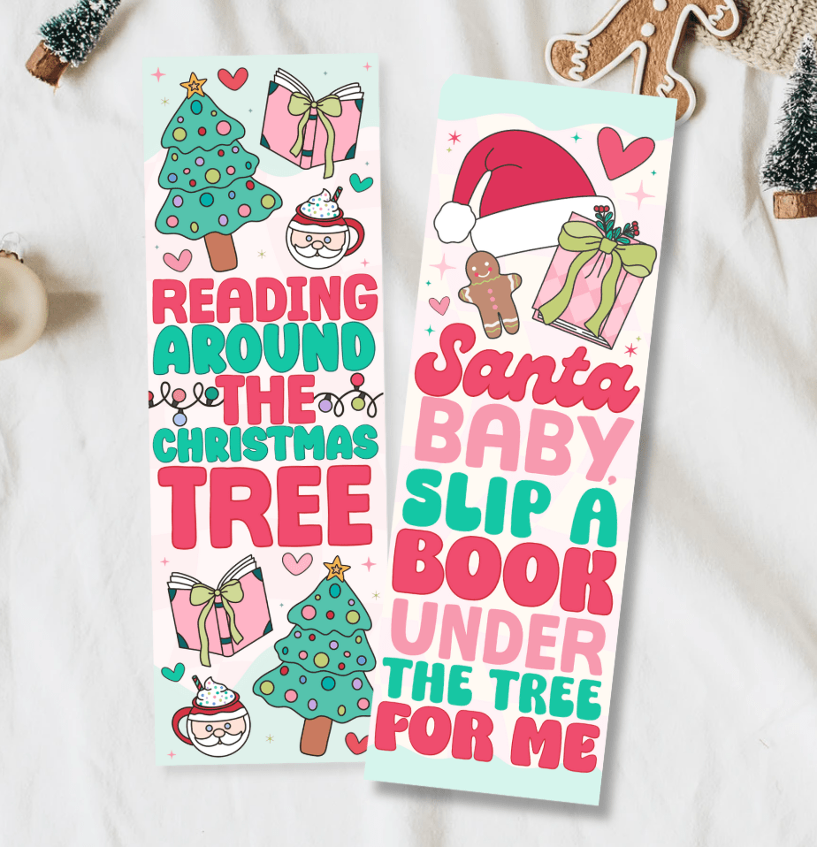 Reading Around the Christmas Tree Dual - Sided Matte Cardstock Bookmark - Awfullynerdy.co