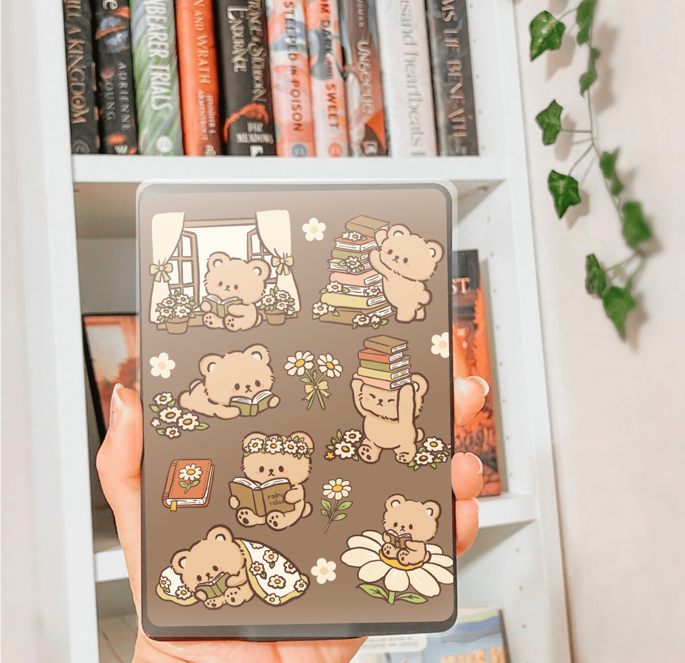Reading Bear Kindle Insert - Three Sizes - Optional Lamination - Awfullynerdy.co