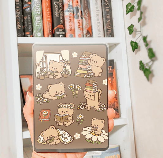 Reading Bear Kindle Insert - Three Sizes - Optional Lamination - Awfullynerdy.co
