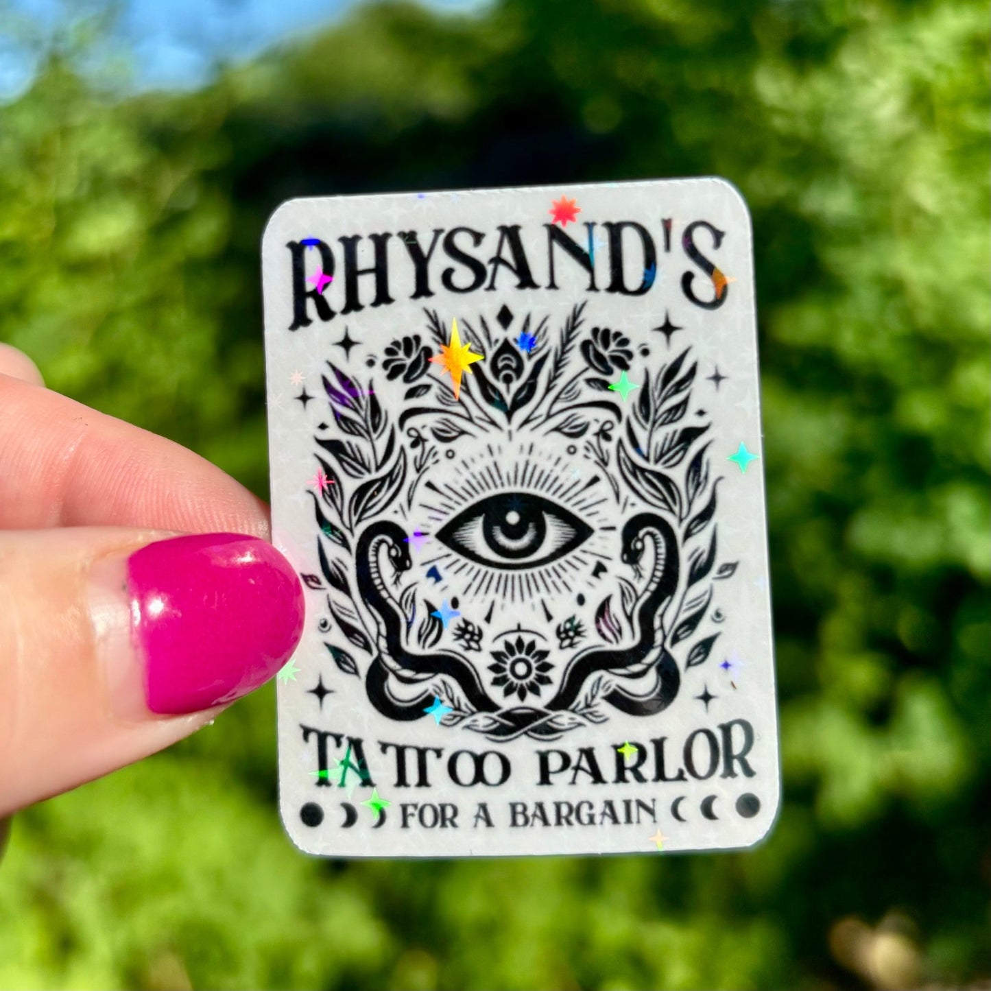 Rhysand Tattoo Parlor Sparkle Sticker - Awfullynerdy.co