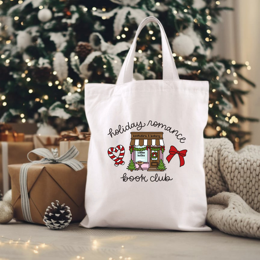 Holiday Romance Book Club Sublimated Canvas Tote Bag