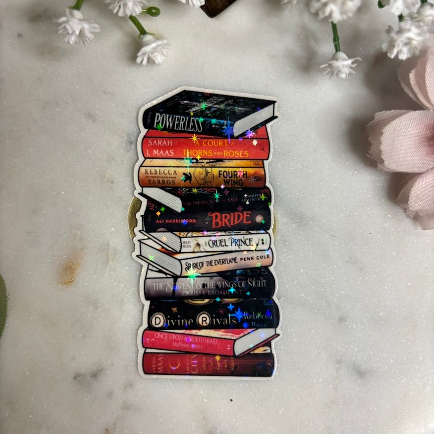 Romantasy Books Bookstack Sticker - Awfullynerdy.co