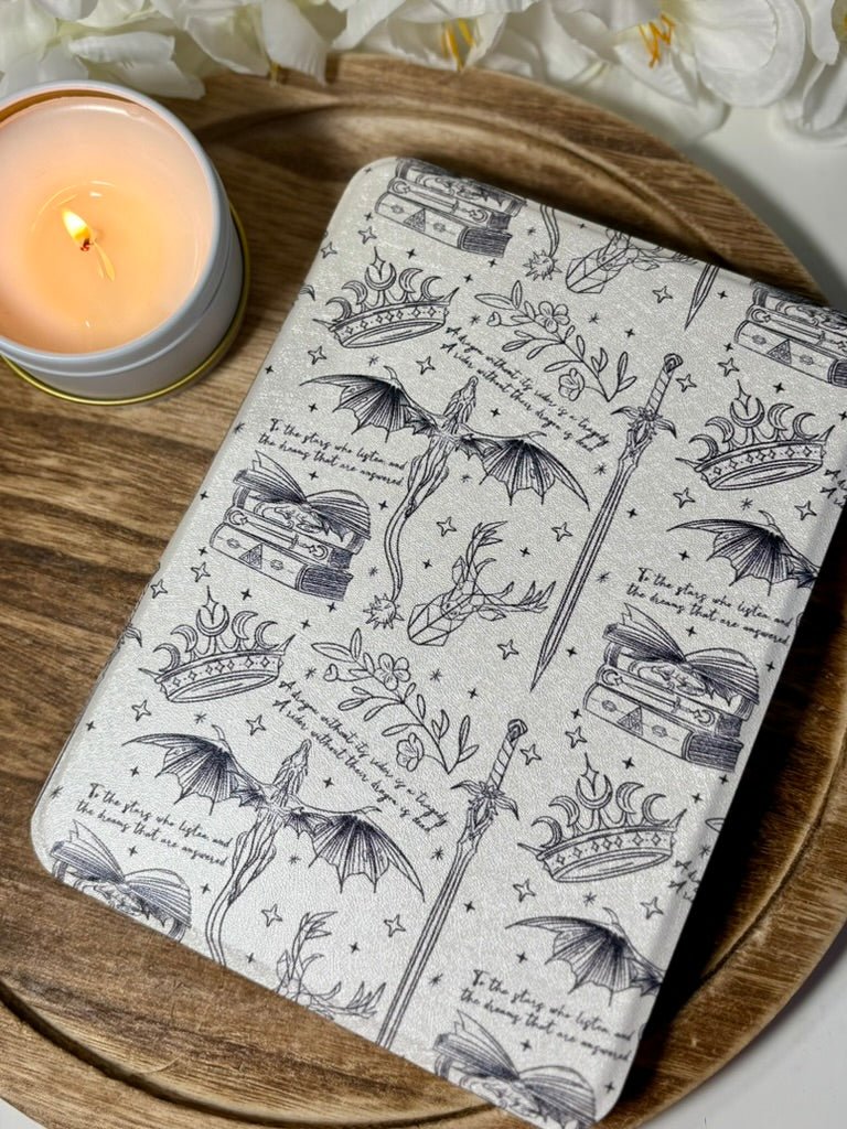 Romantasy Inspired Slim & Smart Kindle Case – Clear Back with Auto Sleep/Wake - Awfullynerdy.co