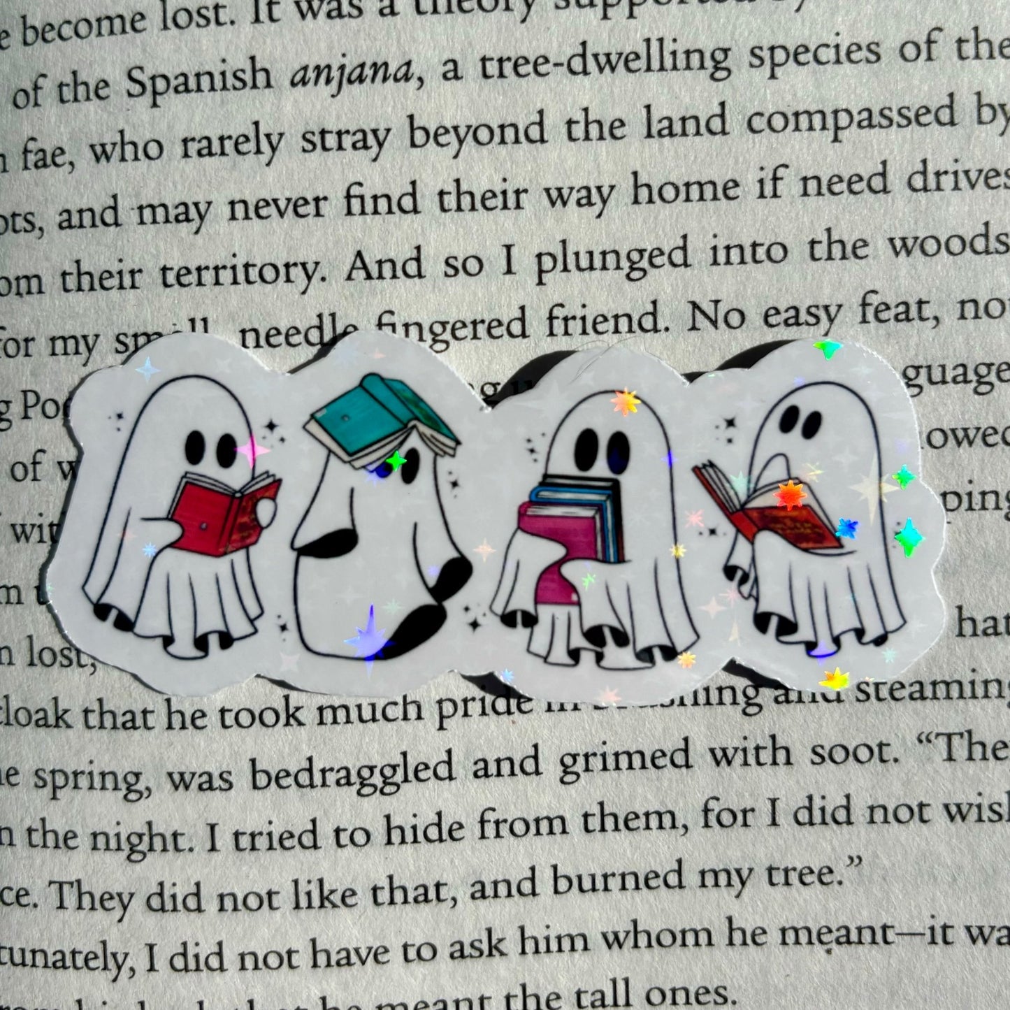 Silly ACOTAR Reading Ghosts Sparkle Sticker - Awfullynerdy.co