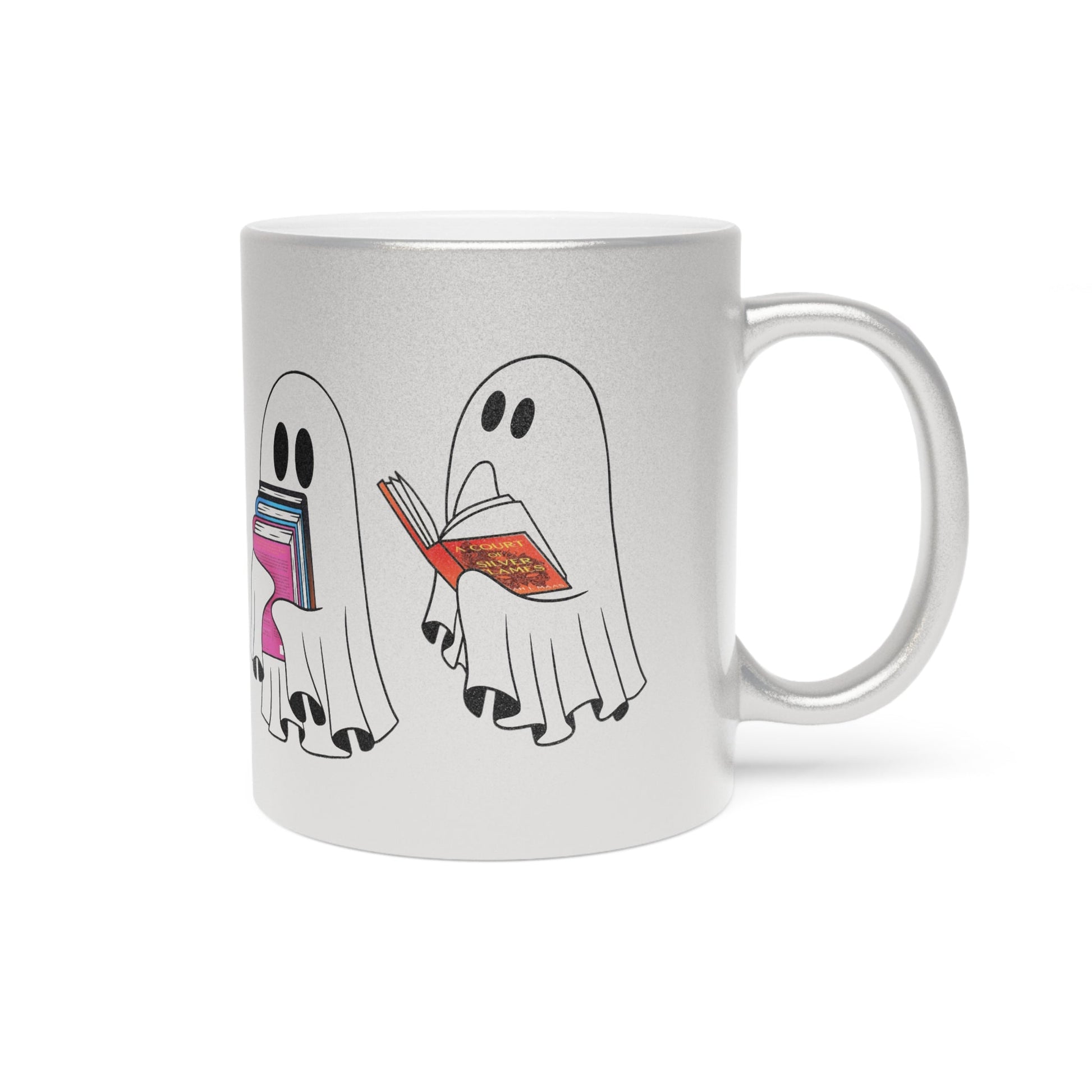 Silly Ghosts Reading ACOTAR Series Metallic Silver Mug - Awfullynerdy.co