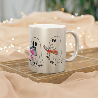 Silly Ghosts Reading ACOTAR Series Metallic Silver Mug - Awfullynerdy.co