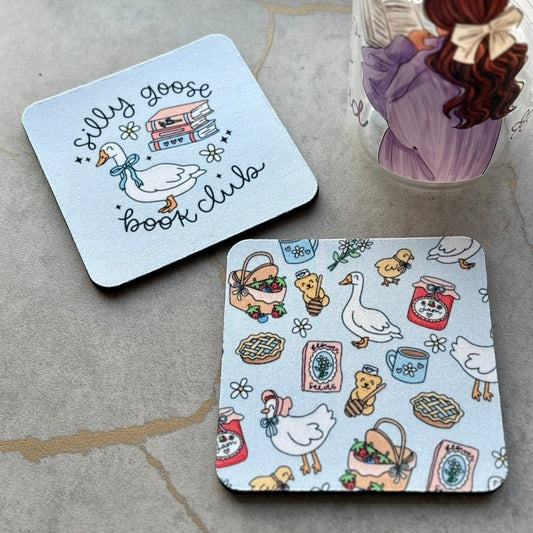Silly Goose Book Club Coasters - Set of 2 - Awfullynerdy.co