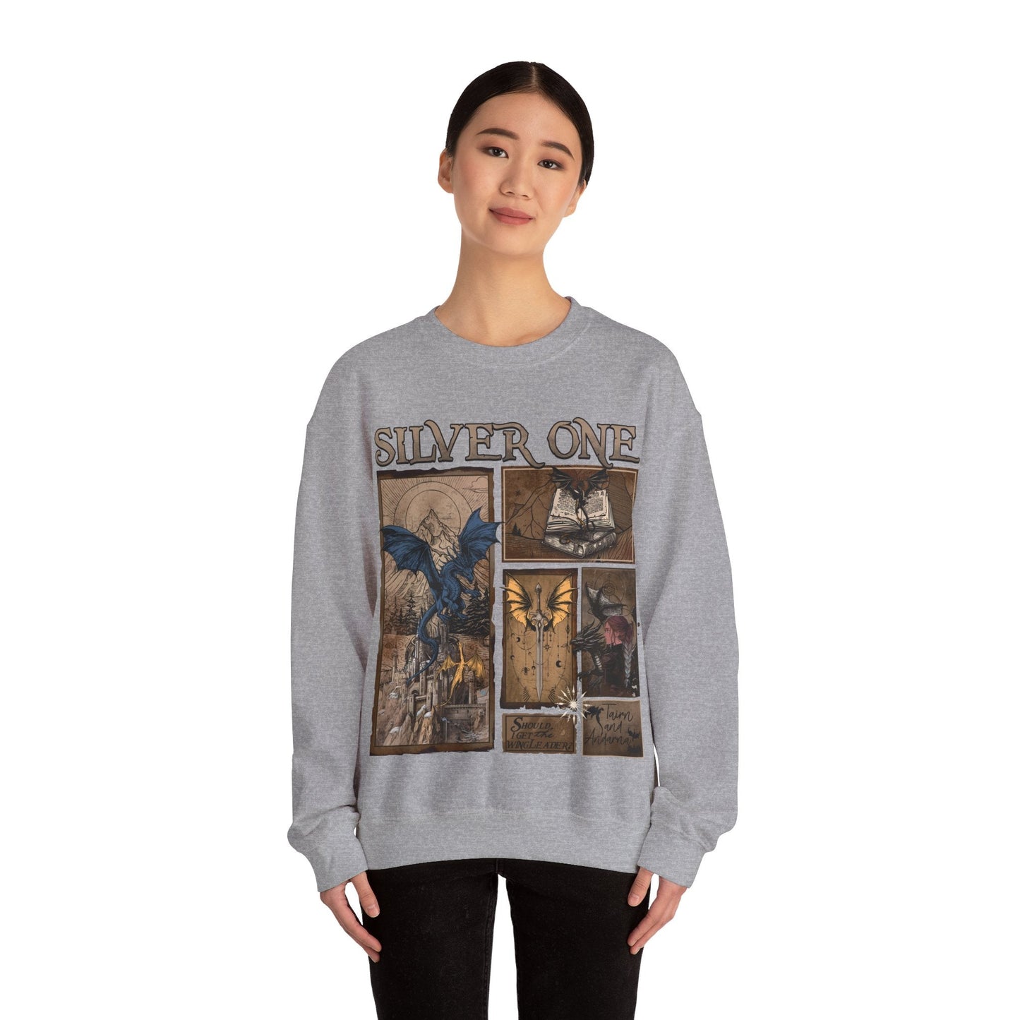 Silver One Fourth Wing Heavy Blend™ Crewneck Sweatshirt - Awfullynerdy.co