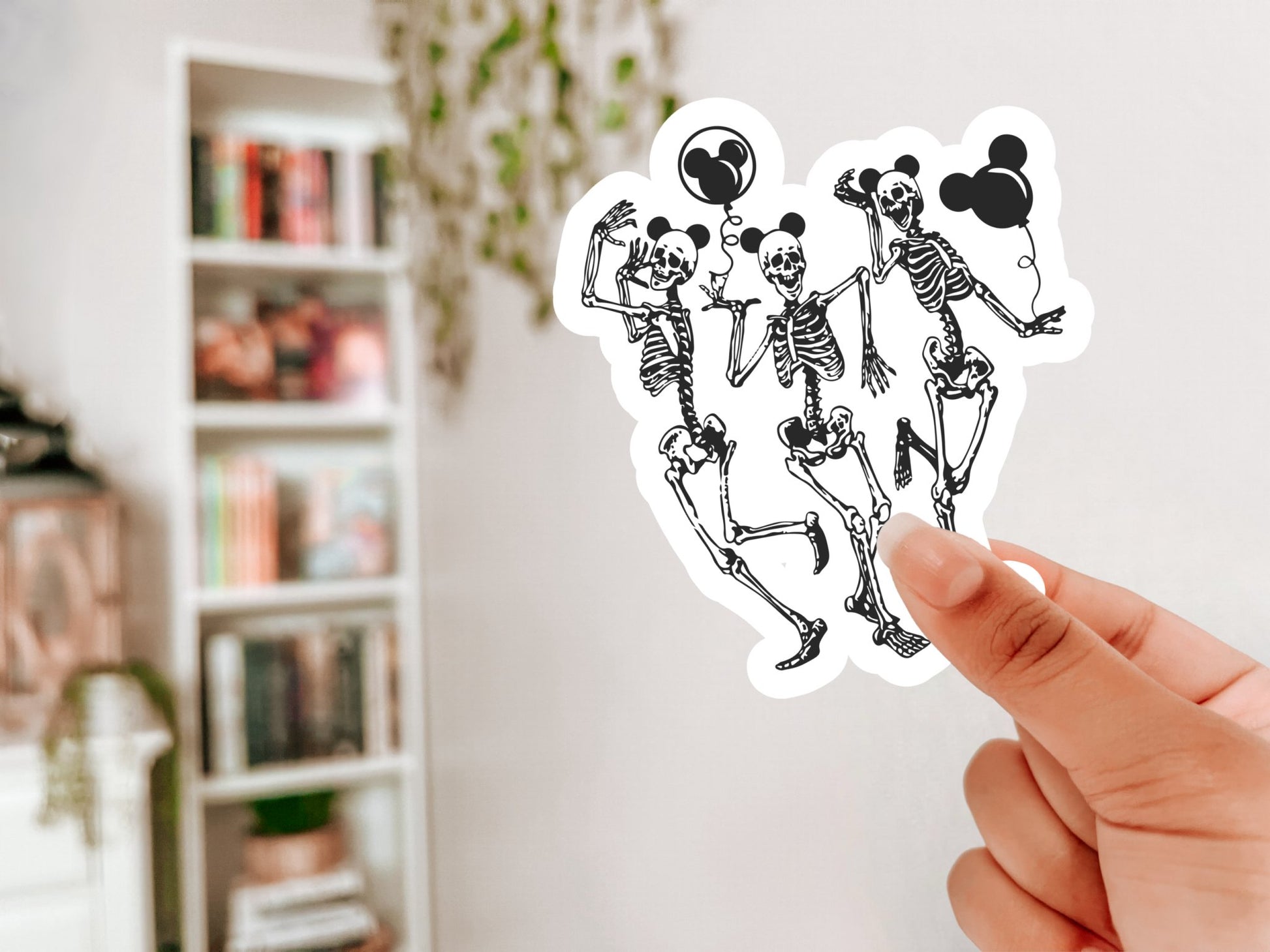 Skeletons Dancing Mouse Spooky Season Sparkle Sticker - Awfullynerdy.co