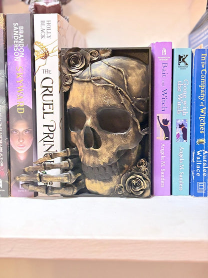 Skull Thorns and Roses Gold Dusted Book Nook - Awfullynerdy.co
